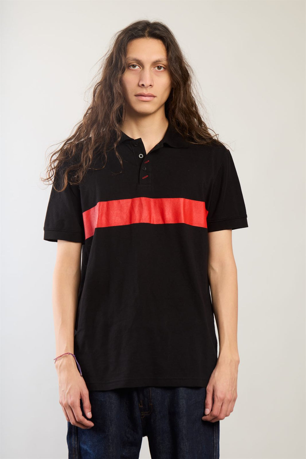 POLO BANDA negro gris